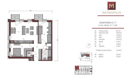 Predávame 3 izbový apartmán s 2 balkónmi v skolaudovanom projekte METROPOLIS