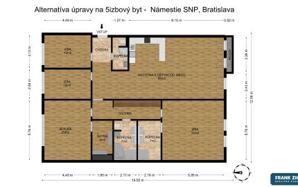 FRANK ZICHER – Predávame veľkometrážny 200m2 byt s 2 garážami v kvalitnej stavbe na námestí SNP - možnosť úpravy na 5.izb byt