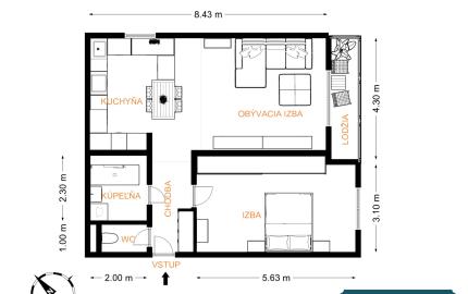 Predávame priestranný 2 izbový byt s garážou (možnosť úpravy na 3.izbový) na Kazanskej ulici