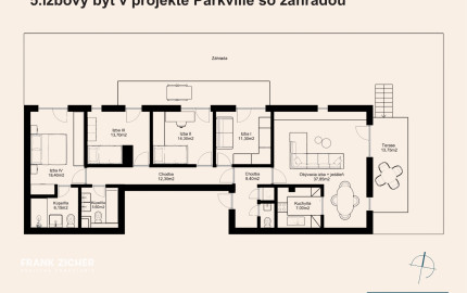 Predávame 5- izbový byt so záhradou v projekte Parkville  na Kolibe