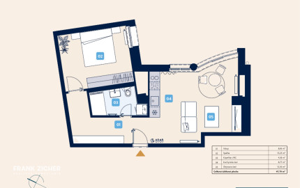Predávame štýlový 2-izbový apartmán v projekte UNO na Poštovej ulici v centre Bratislavy