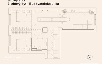 Predávame 72 m2 byt s možnosťou úpravy dispozície na 3.izb byt v 500 bytoch