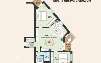 Predávame 3-izbový byt s dvoma balkónmi na 16 poschodí s panoramatickým výhľadom