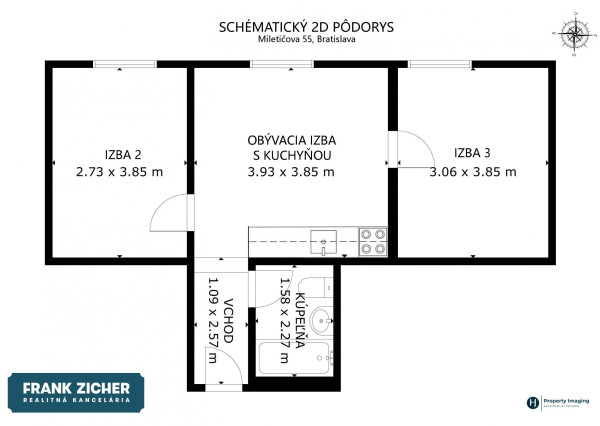 Predávame praktický 3 izbový byt pri kúpalisku Delfín v Ružinove, Miletičová ulica