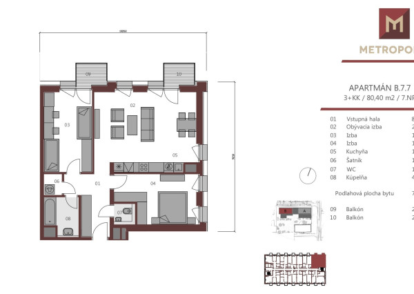 FRANK ZICHER - Predávame 3 izbový apartmán s 2 balkónmi v projekte METROPOLIS, BA.I.