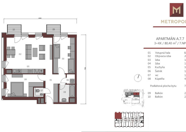 Predávame 3 izbový apartmán s 2 balkónmi v skolaudovanom projekte METROPOLIS