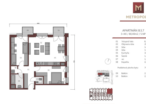 FRANK ZICHER - Predávame 3 izbový apartmán s 2 balkónmi v skolaudovanom projekte METROPOLIS v Downtowne, BA.I.