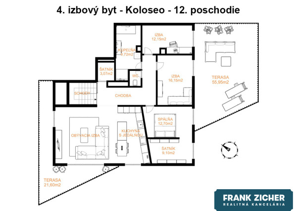 FRANK ZICHER – Predávame veľkometrážny 4.i byt s 2 terasami a výhľadmi na mesto aj Karpaty