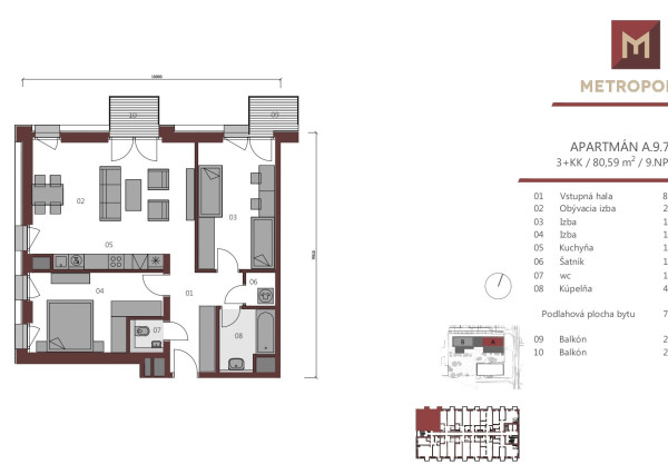 REZERVOVANÉ - Predávame 3 izbový apartmán s 2 balkónmi v skolaudovanom projekte METROPOLIS v Downtowne, BA.I.