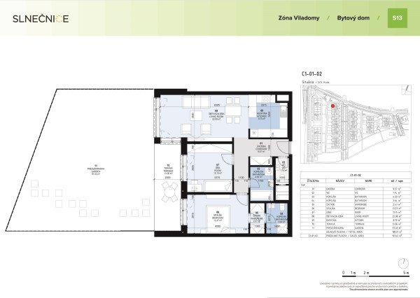 Predávame atraktívny 3 izbový byt s 2 kúpeľňami a veľkou predzáhradkou, Slnečnice – Viladomy