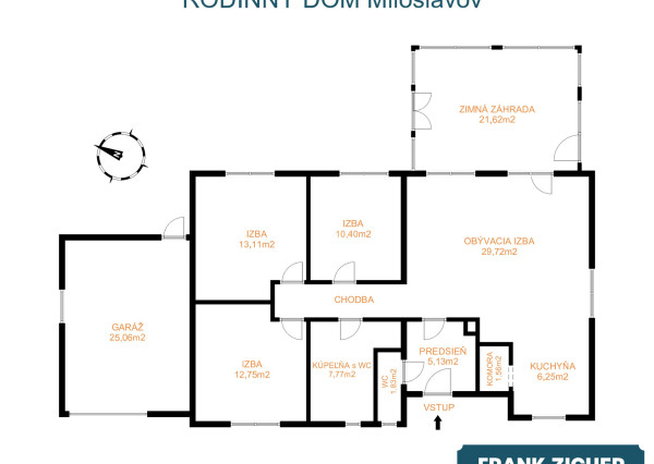 Predávame rodinný dom s garážou a pekným pozemkom v uzavretom kondomíniu v Miloslavove