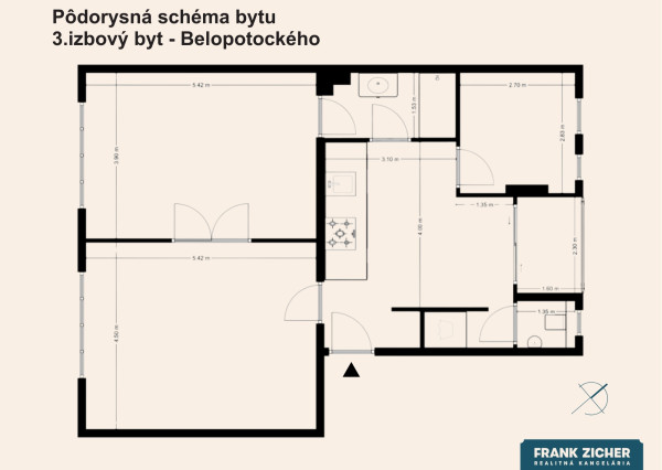 Predávame rekonštruovaný 3-izbový byt s lodžiou v obľúbenej lokalite Starého mesta, Belopotockého ul.