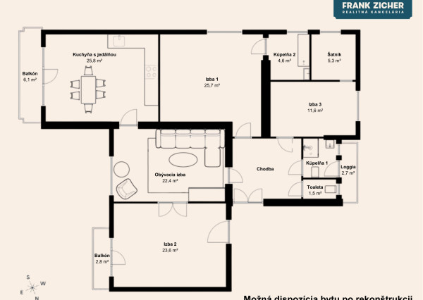 REZERVOVANÉ - Predávame veľkometrážny 4-izbový byt na Palisádach s výhľadom na hrad