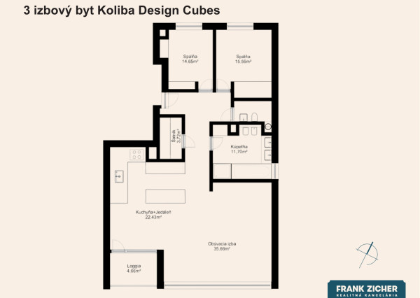 Predávame veľkometrážny 3 izbový byt v projekte Design Cubes na Kolibe