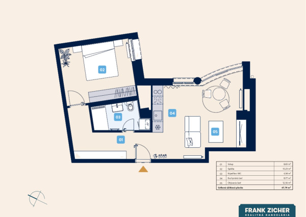 Predávame štýlový 2-izbový apartmán v projekte UNO na Poštovej ulici v centre Bratislavy
