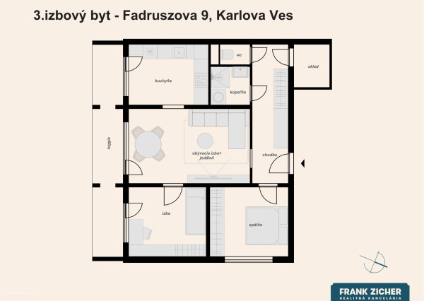 Predávame novozrekonštruovaný 3. izbový byt v blízkosti Líščieho údolia v Karlovej Vsi