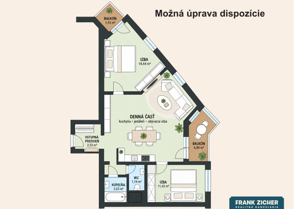Predávame 3-izbový byt s dvoma balkónmi na 16 poschodí s panoramatickým výhľadom
