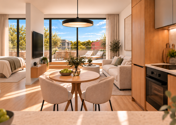 Predávame 1.5 izbový apartmán s terasou do vnútrobloku v projekte DOWNTOWN YARDS, BLOK B