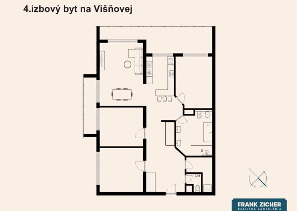 FRANK ZICHER - Predávame veľkometrážny 4.i byt s terasou, garážou na Višňovej ulici na Kramároch
